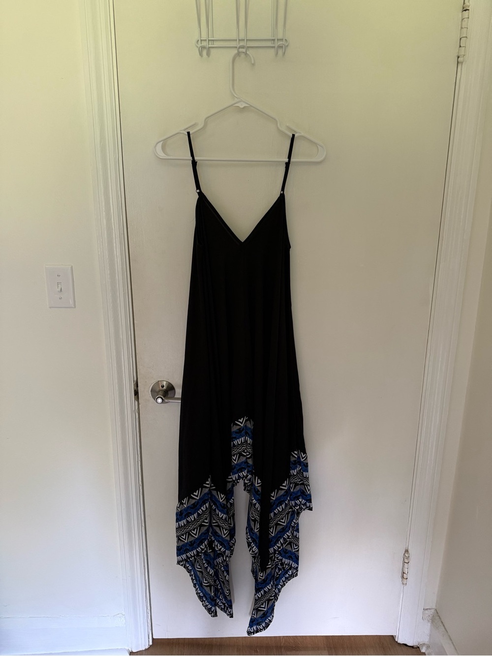 Express Black Maxi Dress with Blue Geometric Hem